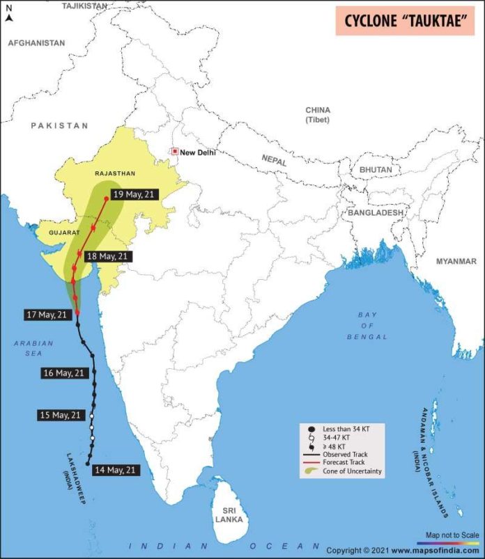 India Map of cyclone tauktae - Maharashtra Gujarat to Rajasthan