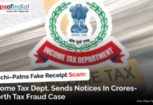 Ranchi–Patna Fake Receipt Scam: Income Tax Dept. Sends Notices in Crores-Worth Tax Fraud Case Image showing the logo of the Income Tax Department of India with stacks of documents in the background.
