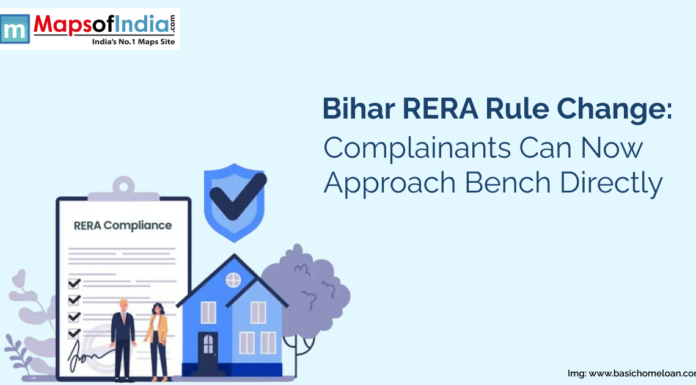 Bihar RERA Rule Change: Complainants Can Now Approach Bench Directly Illustration showing RERA compliance checklist, house, and shield with checkmark, alongside text highlighting Bihar RERA rule change allowing complainants to approach the bench directly.