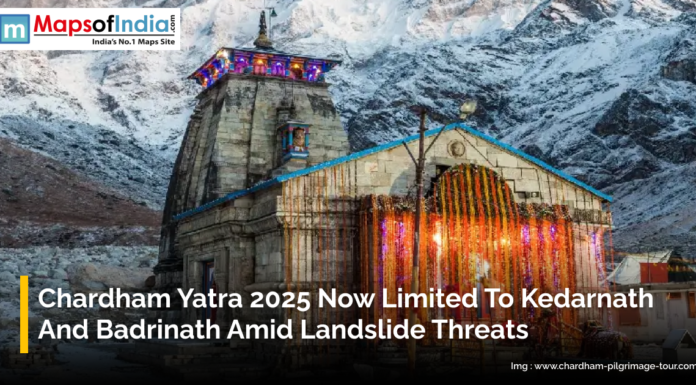 Chardham Yatra 2025 Now Limited to Kedarnath and Badrinath Amid Landslide Threats Scenic view of Kedarnath and Badrinath temples with surrounding Himalayan mountains, highlighting the 2025 Chardham Yatra now limited to these two sites due to landslide risks.