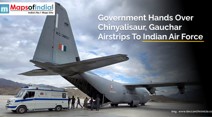 Government Hands Over Chinyalisaur, Gauchar Airstrips to Indian Air Force Indian Air Force personnel inspecting Chinyalisaur and Gauchar airstrips after official handover by the government.