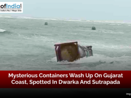 Mysterious containers floating and washing up on Gujarat coast, spotted near Dwarka and Sutrapada, raising curiosity and concern.