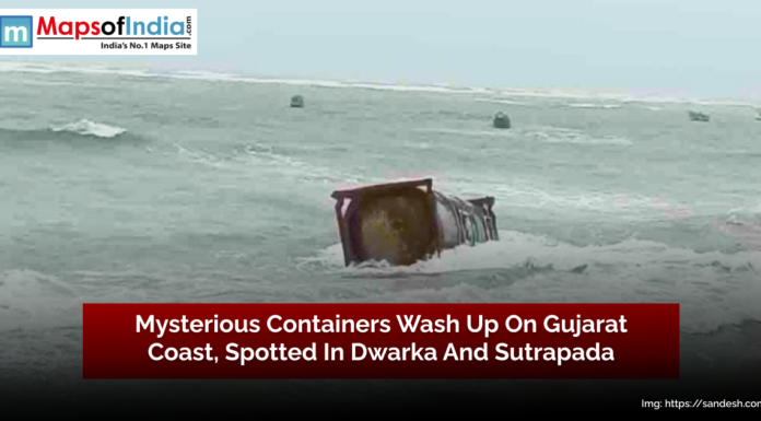 Mysterious Containers Wash Up on Gujarat Coast, Spotted in Dwarka and Sutrapada Mysterious containers floating and washing up on Gujarat coast, spotted near Dwarka and Sutrapada, raising curiosity and concern.