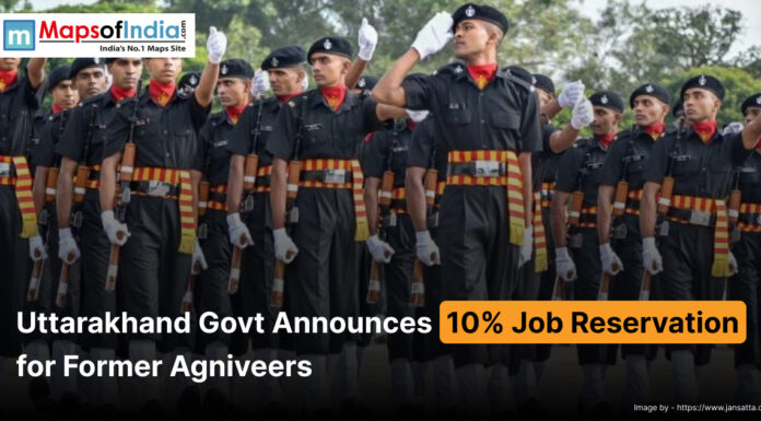 Uttarakhand Govt. Announces 10% Job Reservation for Former Agniveers Group of Agniveer soldiers in uniform marching in formation, with a headline announcing that the Uttarakhand government has approved 10% job reservation for former Agniveers.