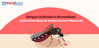 Dengue Outbreak in Ahmedabad: Authorities Step Up Vector Control Measures Illustration of a mosquito highlighting dengue outbreak in Ahmedabad, with authorities stepping up vector control measures.