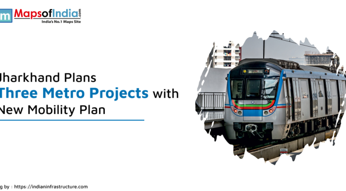 Jharkhand Plans Three Metro Projects with New Mobility Plan Jharkhand announces three metro projects under new mobility plan with an image of a modern metro train.