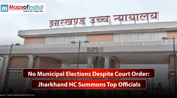 No Municipal Elections Despite Court Order: Jharkhand HC Summons Top Officials Jharkhand High Court building with headline text overlay stating 'No Municipal Elections Despite Court Order: Jharkhand HC Summons Top Officials'.