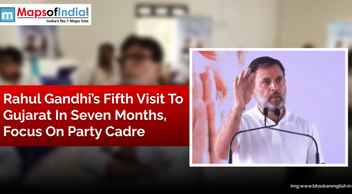 Rahul Gandhi’s Fifth Visit to Gujarat in Seven Months, Focus on Party Cadre Rahul Gandhi speaks at a public event during his fifth visit to Gujarat in seven months, addressing party workers with a focus on strengthening the party cadre.