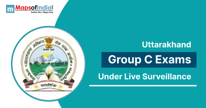 Uttarakhand Group C exams being conducted under live surveillance with official emblem displayedUttarakhand Group C exams under live surveillance with official state emblem displayed