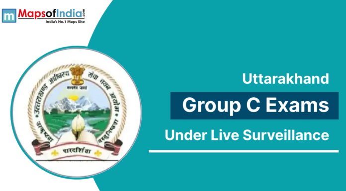 Uttarakhand Group C Exams Under Live Surveillance Uttarakhand Group C exams being conducted under live surveillance with official emblem displayedUttarakhand Group C exams under live surveillance with official state emblem displayed