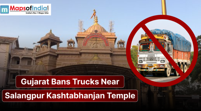 Gujarat Bans Trucks Near Salangpur Kashtabhanjan Temple Image of Salangpur Kashtabhanjan Temple and truck with a cross