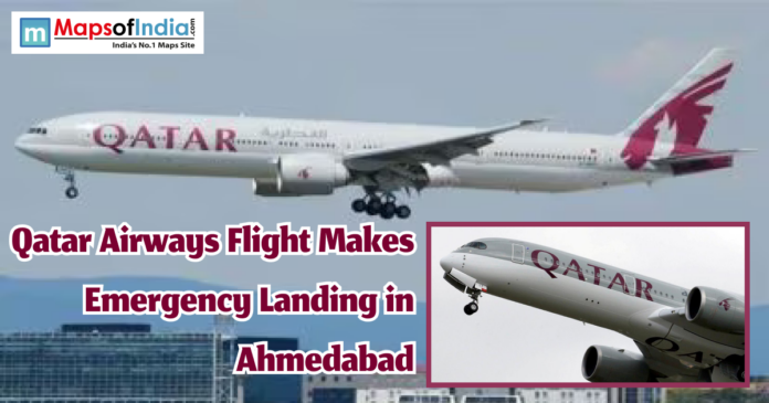 Image showing a Qatar Airways airplane in flight with text reading 