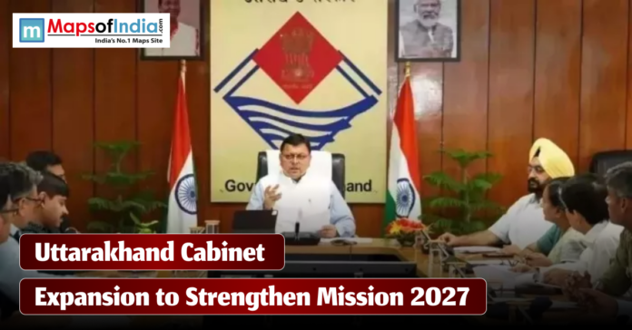Uttarakhand Chief Minister and cabinet members during the cabinet expansion, aimed at strengthening Mission 2027 and state governance initiatives.