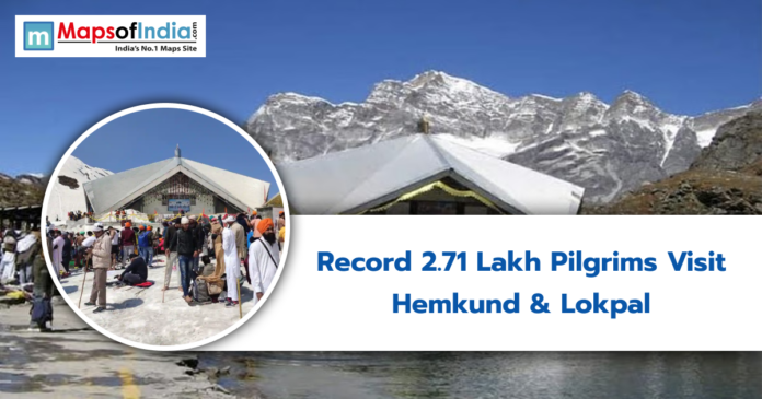 Image with view of hills and hemkund with title of record breaking at hemkund and lokpal
