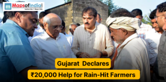 Gujarat Declares ₹20,000 Help for Rain-Hit Farmers. Gujarat officials meet with farmers to announce a ₹20,000 relief package for those affected by heavy rains, as part of the state government’s special assistance plan.