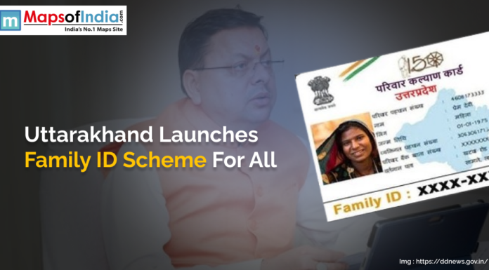 Uttarakhand Launches Family ID Scheme for All A government official sits beside a displayed Family ID card, with text announcing Uttarakhand’s launch of the Family ID Scheme for all residents.