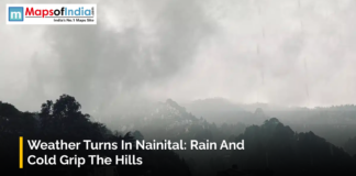 Weather Turns in Nainital: Rain and Cold Grip the Hills Dense clouds and mist cover the hills of Nainital as rain and cold weather grip the region, creating a foggy and chilly atmosphere in the hill town.
