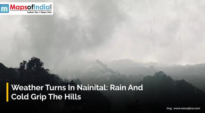 Weather Turns in Nainital: Rain and Cold Grip the Hills Dense clouds and mist cover the hills of Nainital as rain and cold weather grip the region, creating a foggy and chilly atmosphere in the hill town.