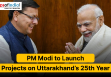 PM Modi to Launch Projects on Uttarakhand’s 25th Year Uttarakhand CM Pushkar Singh Dhami greeting and welcoming PM Modi with offering a shawl.