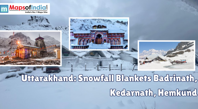 Uttarakhand: Snowfall Blankets Badrinath, Kedarnath, Hemkund Snow-covered temples of Badrinath, Kedarnath, and Hemkund in Uttarakhand after heavy snowfall, showcasing the Himalayan shrines blanketed in white during winter.