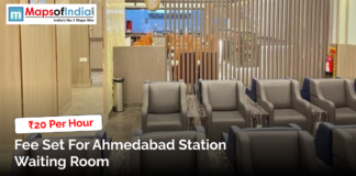 ₹20 Per Hour Fee Set for Ahmedabad Station Waiting Room Modern waiting room at Ahmedabad railway station with comfortable seating, where a new fee of ₹20 per hour has been implemented.