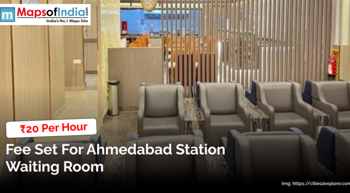 ₹20 Per Hour Fee Set for Ahmedabad Station Waiting Room Modern waiting room at Ahmedabad railway station with comfortable seating, where a new fee of ₹20 per hour has been implemented.