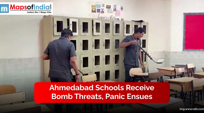 Ahmedabad Schools Receive Bomb Threats, Panic Ensues Secrurity checking for bombs in the school premises