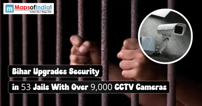 Hands gripping prison bars, with an inset circular image of a surveillance camera, below the text: 