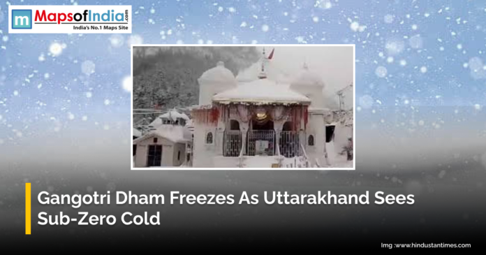 Image of Gangotri Dham covered in snow