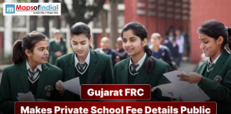 Gujarat FRC Makes Private School Fee Details Public School students in uniform as Gujarat FRC announces public disclosure of private school fee details.