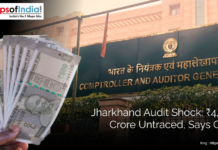 Jharkhand Audit Shock: ₹4,531 Crore Untraced, Says CAG A person holding Indian currency notes and CAG office in the background