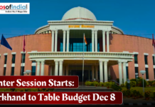 Winter Session Starts: Jharkhand to Table Budget Dec 8 Front view of the Jharkhand Legislative Assembly building with flags flying, overlaid text reading “Winter Session Starts: Jharkhand to Table Budget Dec 8.”