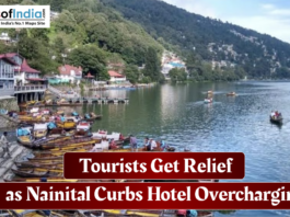 Tourists enjoying boating at Naini Lake in Nainital as the hill town curbs hotel overcharging, offering relief to visitors.