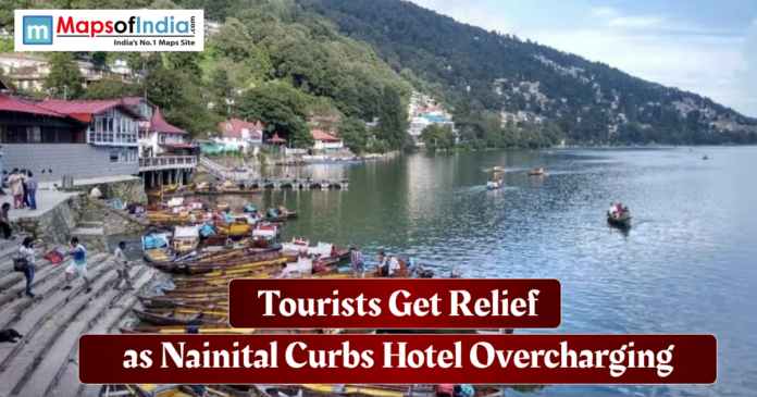 tourists Get Relief Tourists enjoying boating at Naini Lake in Nainital as the hill town curbs hotel overcharging, offering relief to visitors.