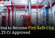 Patna to Become Fire-Safe City, ₹1.23 Cr Approved Fire safety equipment and piping system with headline stating “Patna to Become Fire-Safe City, ₹1.23 Cr Approved,” highlighting urban fire safety infrastructure.