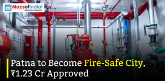 Patna to Become Fire-Safe City, ₹1.23 Cr Approved Fire safety equipment and piping system with headline stating “Patna to Become Fire-Safe City, ₹1.23 Cr Approved,” highlighting urban fire safety infrastructure.