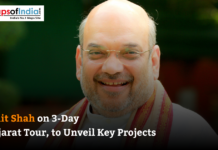 Amit Shah on 3-Day Gujarat Tour, to Unveil Key Projects Senior Indian political leader smiling during a public appearance ahead of a Gujarat visit.