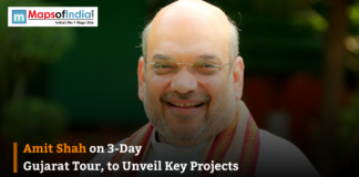 Amit Shah on 3-Day Gujarat Tour, to Unveil Key Projects Senior Indian political leader smiling during a public appearance ahead of a Gujarat visit.