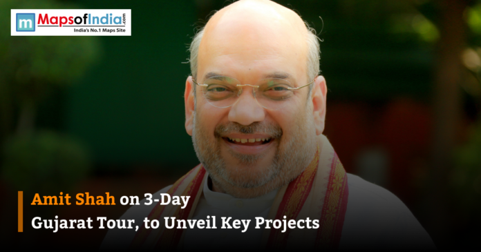 Senior Indian political leader smiling during a public appearance ahead of a Gujarat visit.