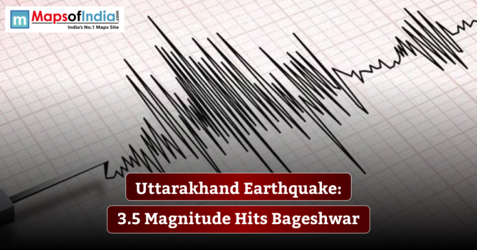Seismograph showing tremors after a 3.5 magnitude earthquake in Bageshwar, Uttarakhand.