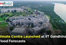 AI Climate Centre Launched at IIT Gandhinagar for Flood Forecasts An educational banner from IIT Gandhinagar announcing the launch of the "AI Resilience and Command (ARC) Centre" for real-time flood forecasting and climate risk management