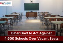 Bihar Govt to Act Against 4,600 Schools Over Vacant Seats Empty classroom with rows of desks and chairs, illustrating Bihar government action against 4,600 schools over vacant student seats.