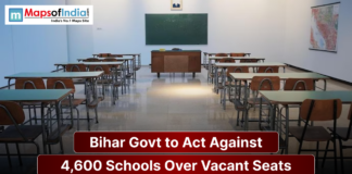 Bihar Govt to Act Against 4,600 Schools Over Vacant Seats Empty classroom with rows of desks and chairs, illustrating Bihar government action against 4,600 schools over vacant student seats.