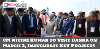 CM Nitish Kumar to Visit Banka on March 2, Inaugurate Key Projects Bihar Chief Minister Nitish Kumar inaugurates a project by cutting a ribbon during an official event, surrounded by security and government officials.