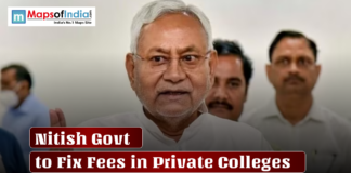 Nitish Govt to Fix Fees in Private Colleges Bihar CM Nitish Kumar with a text overlay: "Nitish Govt to Fix Fees in Private Colleges."