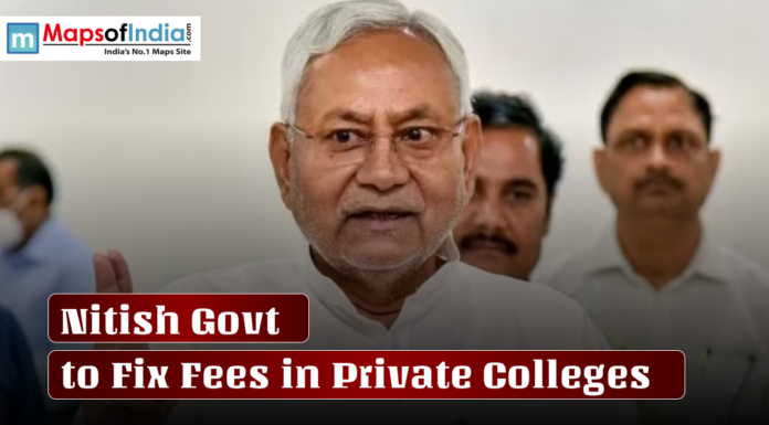 Nitish Govt to Fix Fees in Private Colleges Bihar CM Nitish Kumar with a text overlay: "Nitish Govt to Fix Fees in Private Colleges."