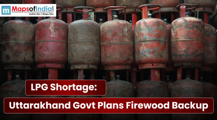 LPG Shortage: Uttarakhand Govt Plans Firewood Backup Stacked LPG cylinders highlighting the LPG shortage and Uttarakhand government’s plan for firewood backup