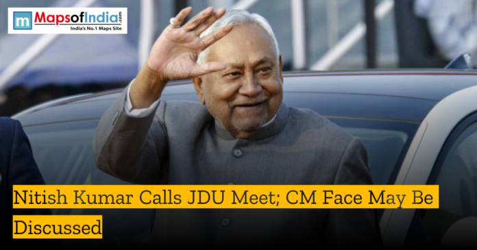 Nitish Kumar Nitish Kumar, Bihar Chief Minister and JDU leader, smiling and waving to a crowd from a vehicle. The image includes a news headline stating,