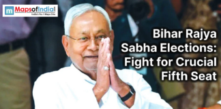 Bihar Rajya Sabha Elections: Fight for Crucial Fifth Seat Nitish Kumar greeting with folded hands with headline about Bihar Rajya Sabha elections and fight for the fifth seat.