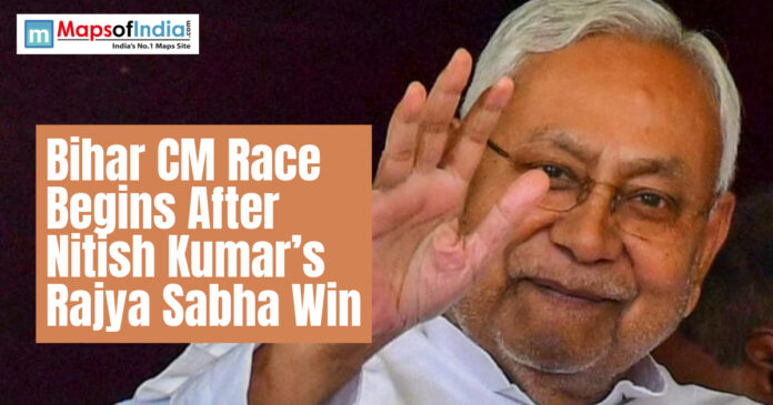 Nitish Kumar waving; text reads 